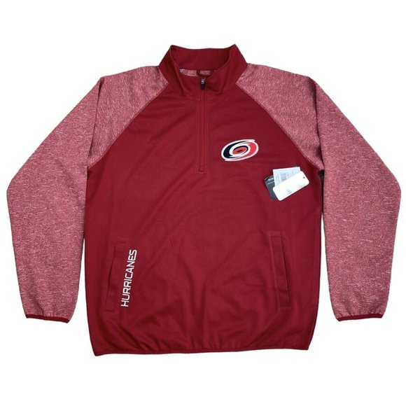 Carolina Hurricanes NHL 1/2 Zip Jacket Mens XL Red Raglan Transitional Top NWT - Picture 1 of 9